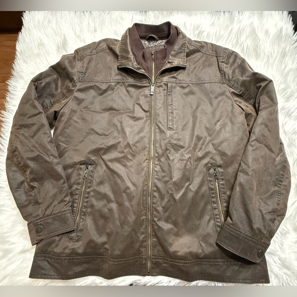 Johnston & Murphy XL Antique Cotton Jacket w/quilted lining down filling